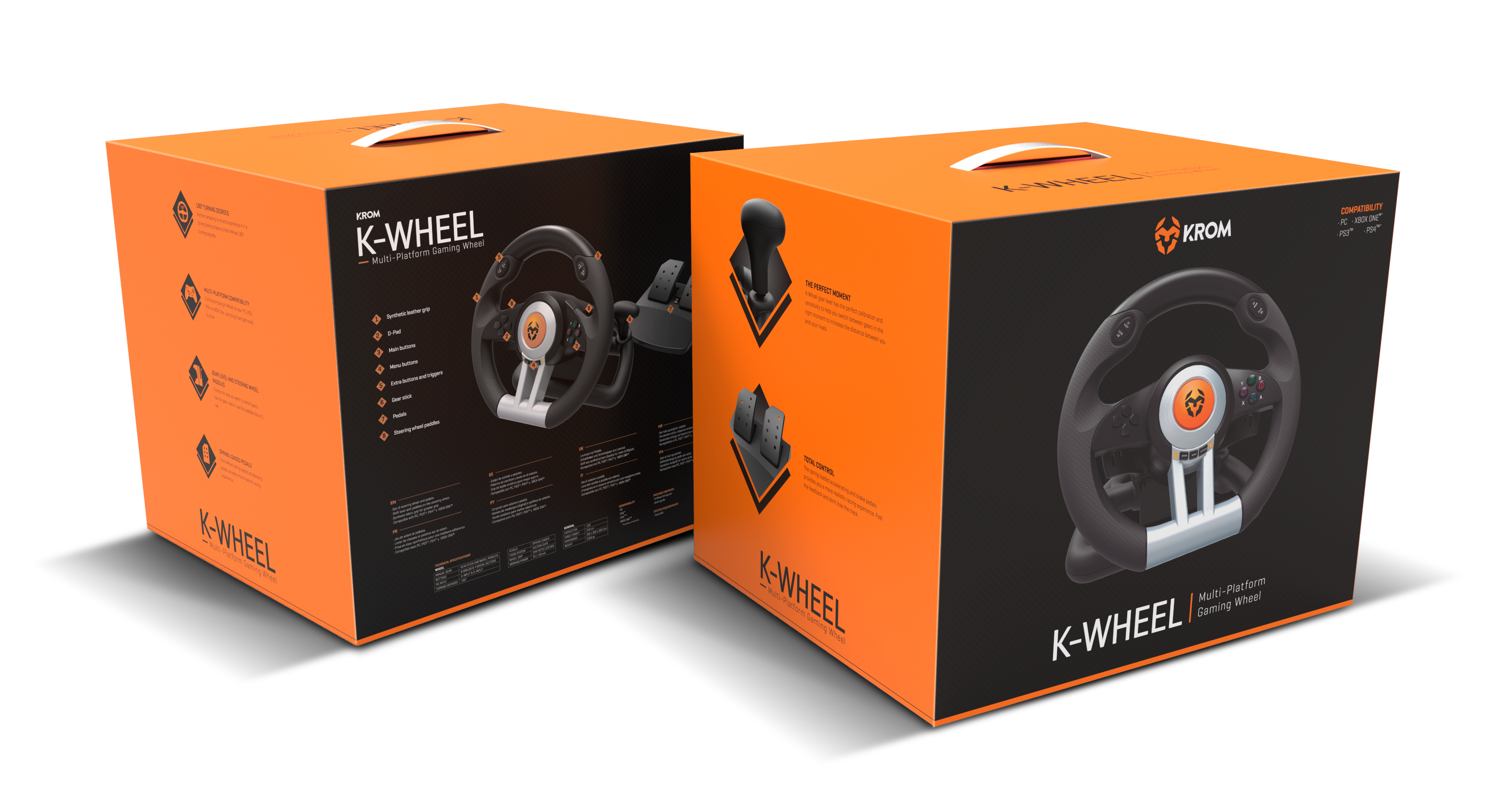 KROM K-WHEEL PRO KIT Volante con Pedalera y Palanca de Cambio Multi  plataformas PC WINDOWS PS3 PS4 XBOX ONE Nintendo Switch - ETCHILE