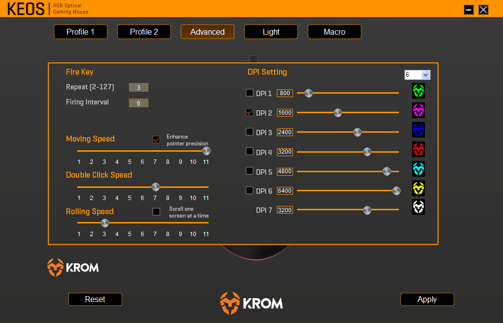  Krom KEOS - Krom Keos - NXKROMKEOS - High Precision Optical  Sensor, 6400 DPI, RGB Rainbow, 7 programmable Buttons, Black : Video Games